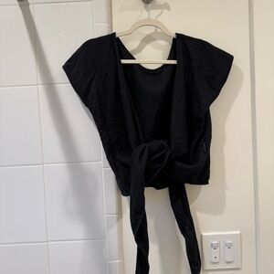 free label linen wrap top